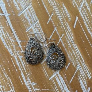 Silver Boho Drop Earrings Balinese